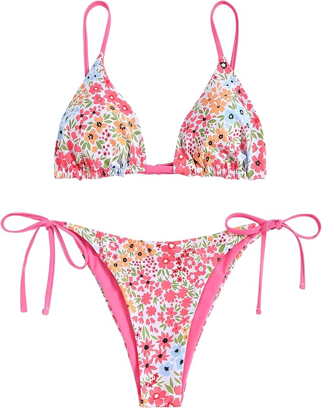 Women's Triangle Bikini Floral String Bikini Set Two Piece Swimsuit Bathing Suits - Seldom Seen Styles