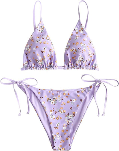 Women's Triangle Bikini Floral String Bikini Set Two Piece Swimsuit Bathing Suits - Seldom Seen Styles