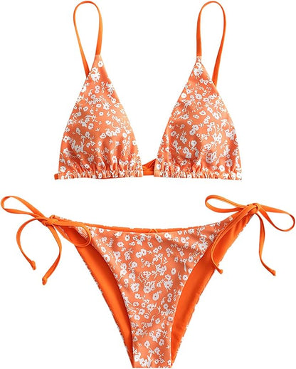 Women's Triangle Bikini Floral String Bikini Set Two Piece Swimsuit Bathing Suits - Seldom Seen Styles