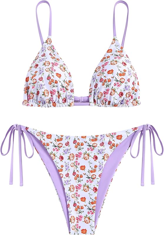 Women's Triangle Bikini Floral String Bikini Set Two Piece Swimsuit Bathing Suits - Seldom Seen Styles