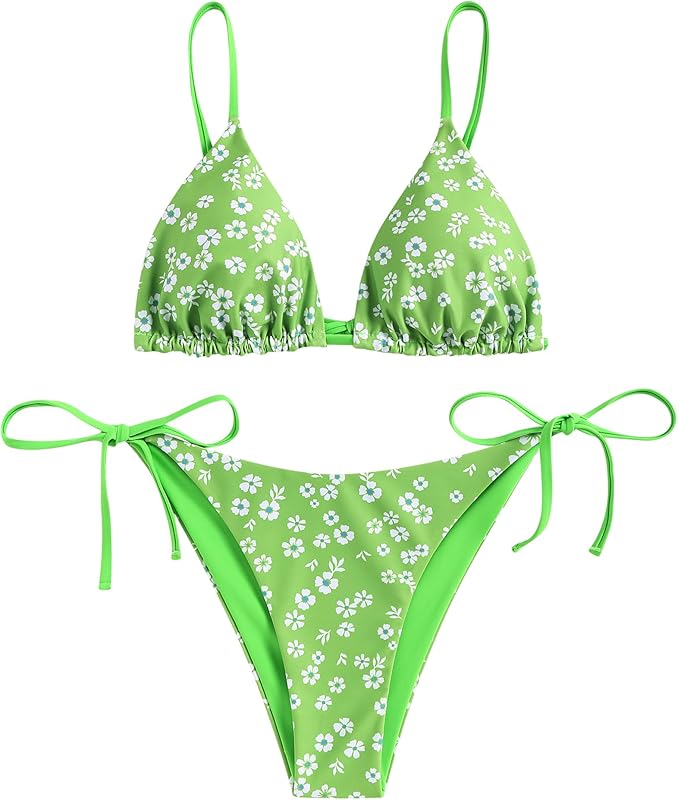 Women's Triangle Bikini Floral String Bikini Set Two Piece Swimsuit Bathing Suits - Seldom Seen Styles