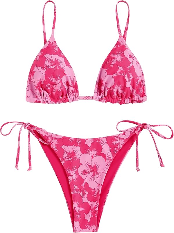 Women's Triangle Bikini Floral String Bikini Set Two Piece Swimsuit Bathing Suits - Seldom Seen Styles