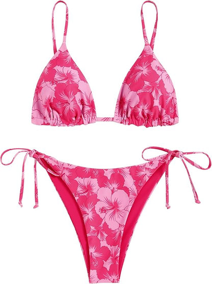 Women's Triangle Bikini Floral String Bikini Set Two Piece Swimsuit Bathing Suits - Seldom Seen Styles