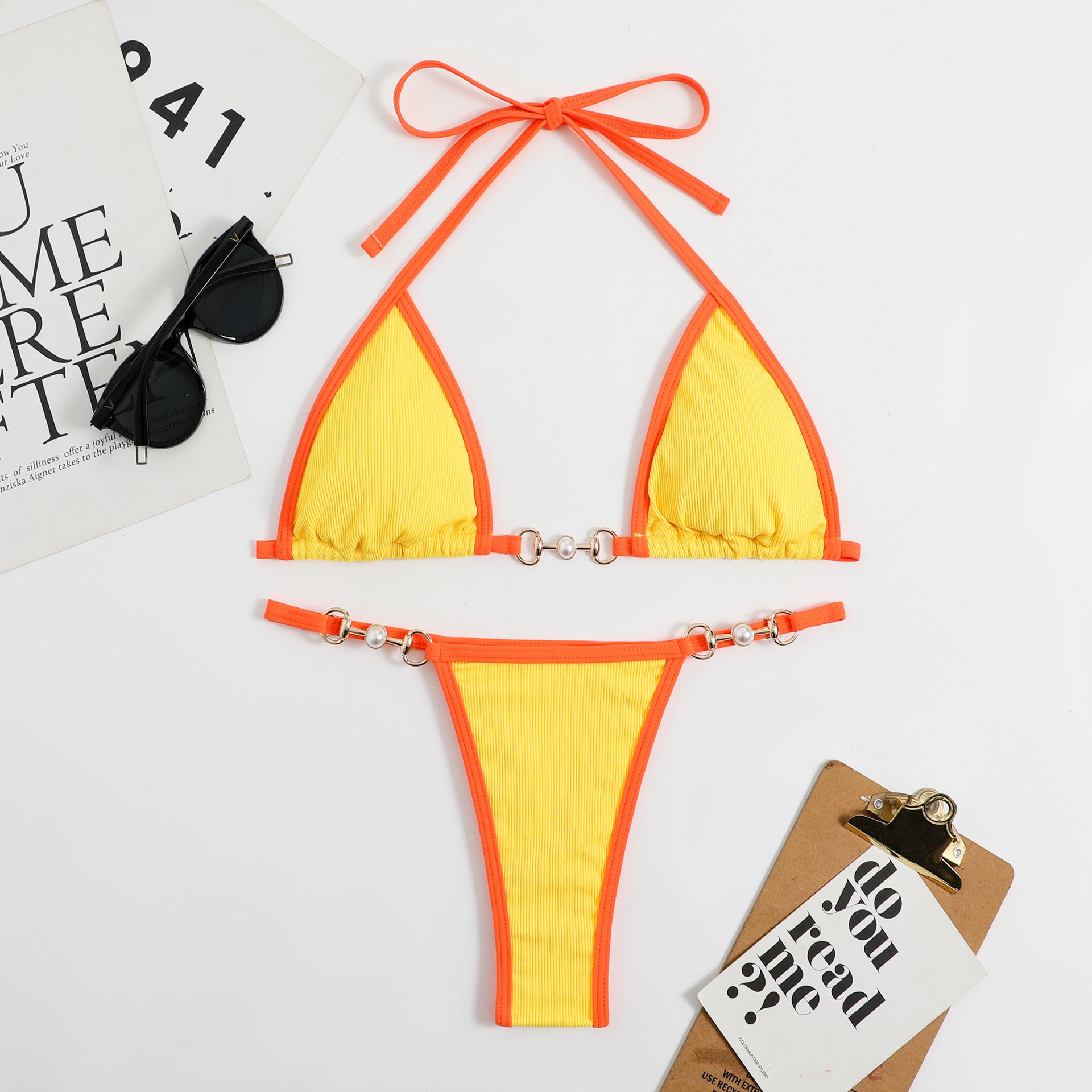 Women's Triangle Thong Bikini Set Sexy String Brazillian Two Piece Swimsuit Cute Bathing Suit - Seldom Seen Styles