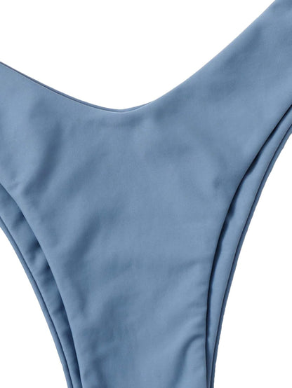 Women's Twist Front High Cut Thong Two Piece Bikini Set Swimsuit - Seldom Seen Styles