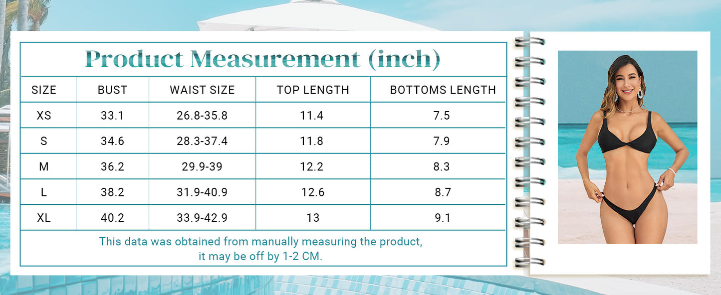 Women's Twist Front High Cut Thong Two Piece Bikini Set Swimsuit - Seldom Seen Styles