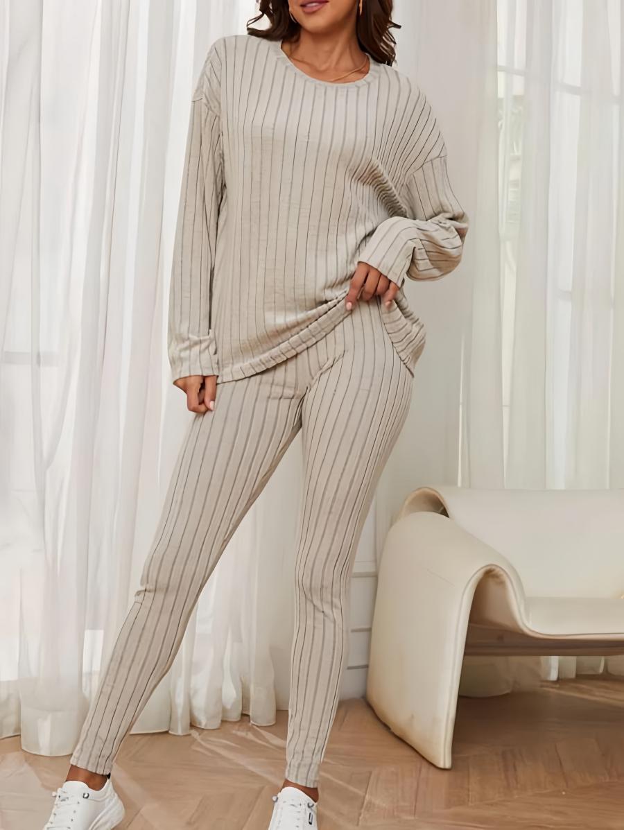 Women's Two-Piece Set Autumn New Fashionable Loose Round Neck Knitted Suit for Women - Seldom Seen Styles