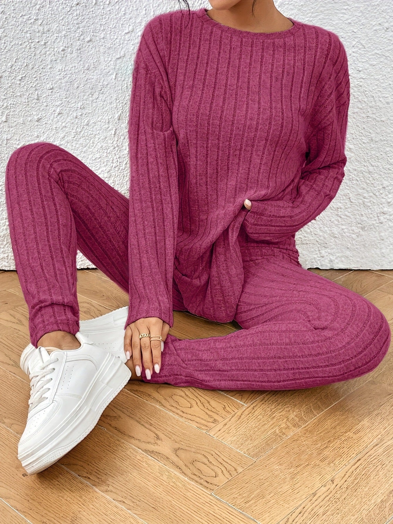 Women's Two-Piece Set Autumn New Fashionable Loose Round Neck Knitted Suit for Women - Seldom Seen Styles