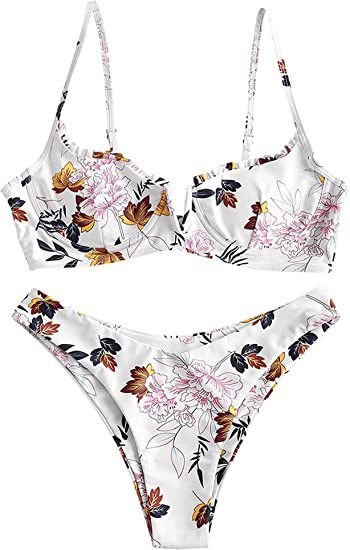 Women's Underwire Bikini Floral High Cut Bikini Set V-Wired Two Piece Swimsuit Bathing Suit - Seldom Seen Styles