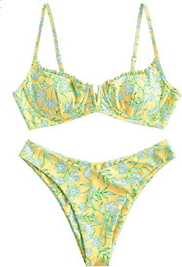 Women's Underwire Bikini Floral High Cut Bikini Set V-Wired Two Piece Swimsuit Bathing Suit - Seldom Seen Styles