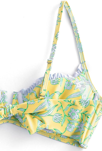 Women's Underwire Bikini Floral High Cut Bikini Set V-Wired Two Piece Swimsuit Bathing Suit - Seldom Seen Styles