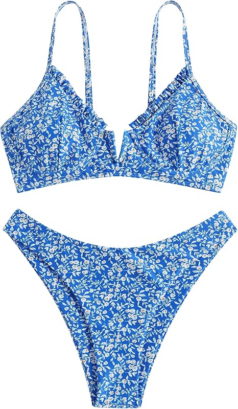 Women's Underwire Bikini Floral High Cut Bikini Set V-Wired Two Piece Swimsuit Bathing Suit - Seldom Seen Styles