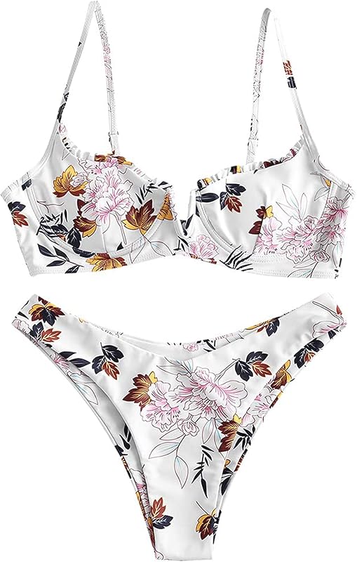 Women's Underwire Bikini Floral High Cut Bikini Set V-Wired Two Piece Swimsuit Bathing Suit - Seldom Seen Styles