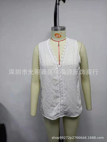 Women's V Neck Lace Crochet Tunic Tops Flowy Casual Blouses Shirts - Seldom Seen Styles