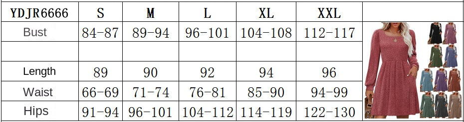 Womens Babydoll Dresses Square Neck Long Sleeve Knee Length Flowy Swing Shirring Mini Dresses Fall Dress - Seldom Seen Styles