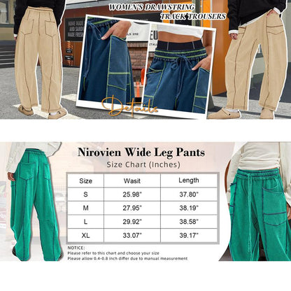 Women's Baggy Barrel Pants Wide Leg Lounge Drawstring Sweatpants with Pockets Minimalist Bottoms Casual Style Comfortable Breathable Material - Seldom Seen Styles