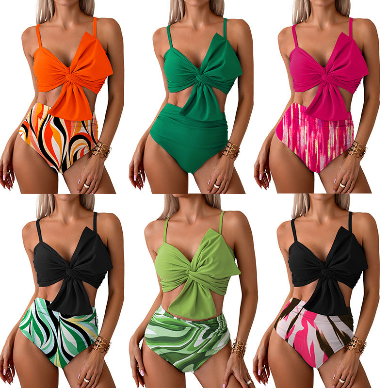 Womens Bikini Set High Waisted Swimwear Tie Knot High Rise Two Piece Swimsuits Bathing Suits - Seldom Seen Styles