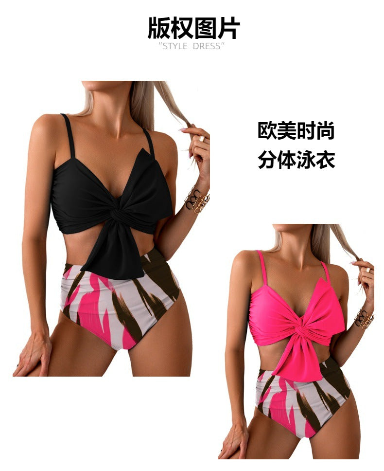 Womens Bikini Set High Waisted Swimwear Tie Knot High Rise Two Piece Swimsuits Bathing Suits - Seldom Seen Styles