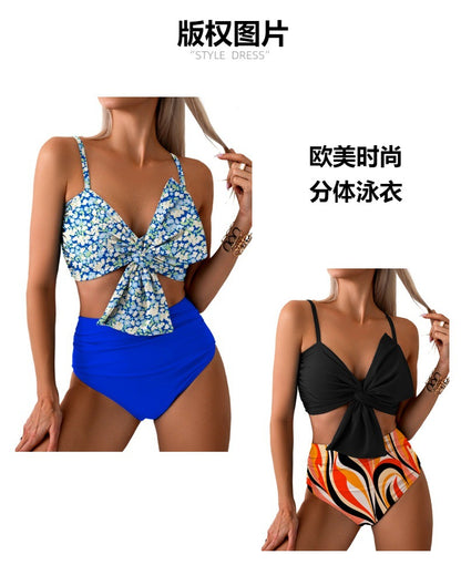Womens Bikini Set High Waisted Swimwear Tie Knot High Rise Two Piece Swimsuits Bathing Suits - Seldom Seen Styles