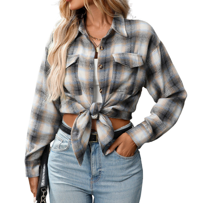Womens Button Down Flannel Shirts Long Sleeve Plaid Shackets Business Casual Blouse Top - Seldom Seen Styles