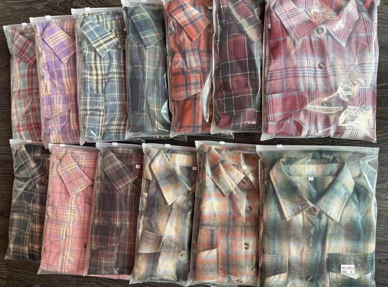 Womens Button Down Flannel Shirts Long Sleeve Plaid Shackets Business Casual Blouse Top - Seldom Seen Styles