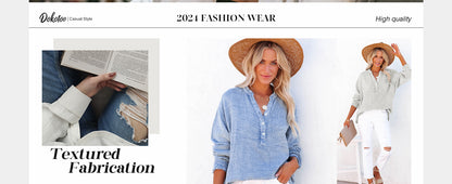 Womens Casual Button V Neck Long Sleeve Shirts Oversized Solid Blouses Tops - Seldom Seen Styles