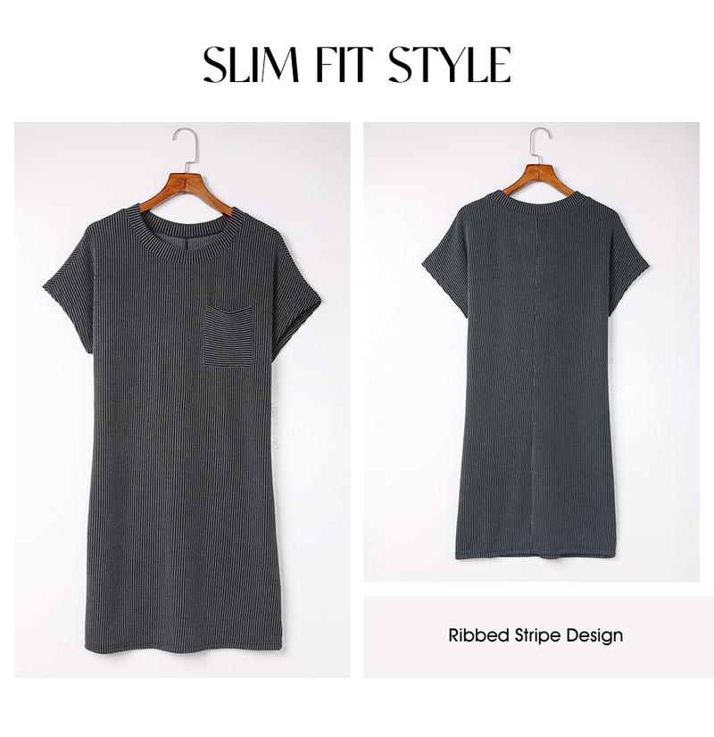 Womens Casual Knit Lightweight Dress Summer Outfits Crewneck Shortsleeve Slim Color Block Ribbed Rose Red Mini Dress 2025 Trendy Womenswear Outdoorfun Springtok Comfortable - Seldom Seen Styles