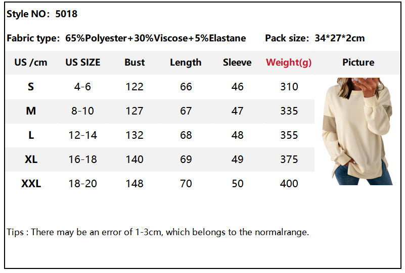 Womens Fashion 2025 Color Block Long Sleeve Crewneck Knitted Casual Loose Pullover Shirts TopsNew Round Neck Color Block Versatile Casual Loose Sweatshirt - Seldom Seen Styles