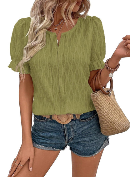 Womens Fashion Tops Cute Puff Sleeve Blouses for Women Dressy Casual Spring Summer Clothes Outfits for 2025 - Seldom Seen Styles