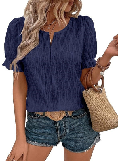 Womens Fashion Tops Cute Puff Sleeve Blouses for Women Dressy Casual Spring Summer Clothes Outfits for 2025 - Seldom Seen Styles