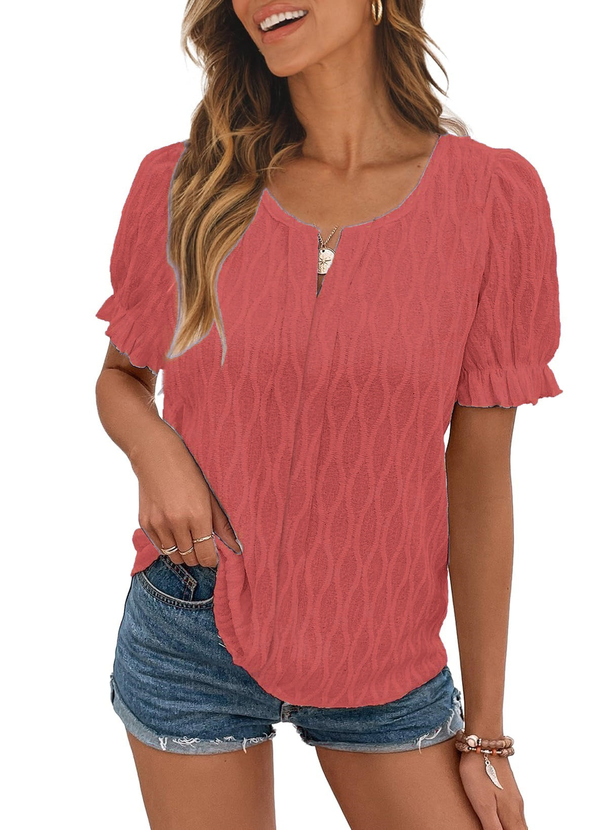 Womens Fashion Tops Cute Puff Sleeve Blouses for Women Dressy Casual Spring Summer Clothes Outfits for 2025 - Seldom Seen Styles