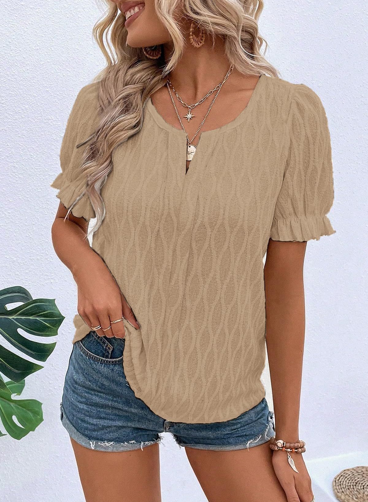 Womens Fashion Tops Cute Puff Sleeve Blouses for Women Dressy Casual Spring Summer Clothes Outfits for 2025 - Seldom Seen Styles