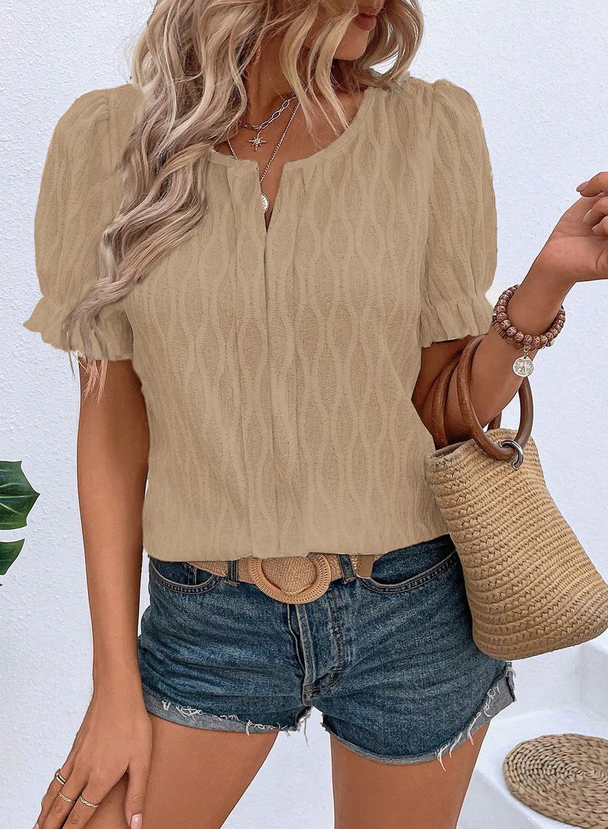 Womens Fashion Tops Cute Puff Sleeve Blouses for Women Dressy Casual Spring Summer Clothes Outfits for 2025 - Seldom Seen Styles