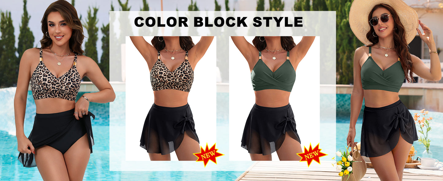 Womens High Waisted Bikini Set Gold Metal Two Piece Swimsuits Tummy Control Tie Knot 2025 Bathing Suits - Seldom Seen Styles