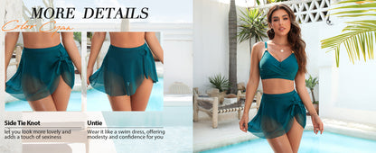 Womens High Waisted Bikini Set Gold Metal Two Piece Swimsuits Tummy Control Tie Knot 2025 Bathing Suits - Seldom Seen Styles