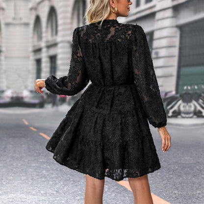 Womens Long Sleeve Fall Dresses 2024 Button Up Empire Waist with Belt A-Line Mini Dress Casual Fall Winter Dress - Seldom Seen Styles