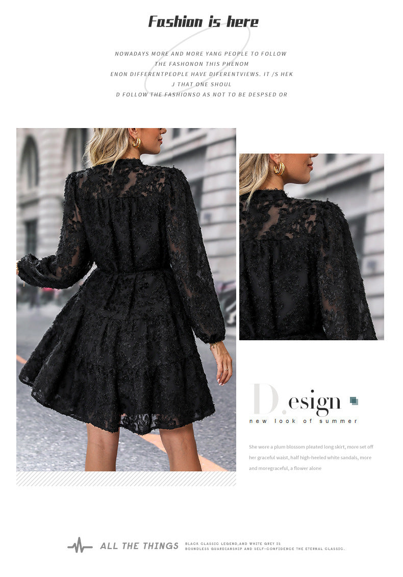 Womens Long Sleeve Fall Dresses 2024 Button Up Empire Waist with Belt A-Line Mini Dress Casual Fall Winter Dress - Seldom Seen Styles