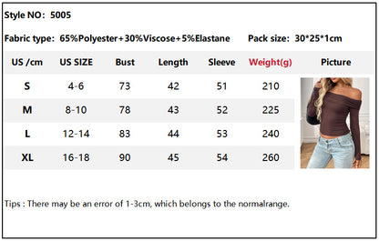 Womens Off The Shoulder Tops Double Lined Long Sleeve T Shirts Slim Fitted Stretchy Crop Top - Seldom Seen Styles