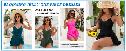 Womens One Piece Swimsuit Tummy Control Bathing Suit Gold Metal Tie Knot 2025 Swim Dress - Seldom Seen Styles
