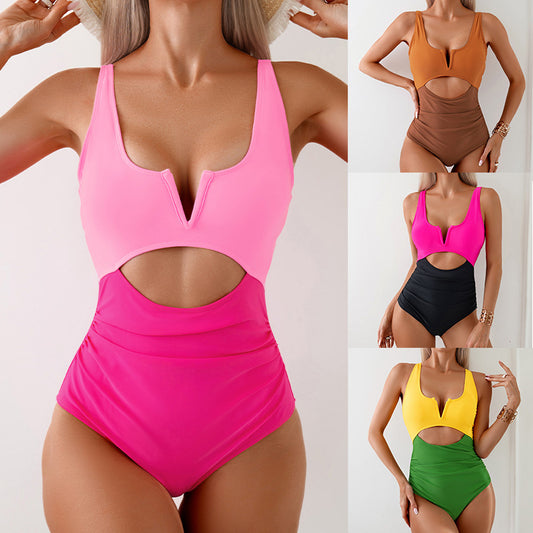 Womens One Piece Swimsuits Tummy Control Bathing Suit for Women Push Up Swimwear V Neck High Cut Monokini - Seldom Seen Styles