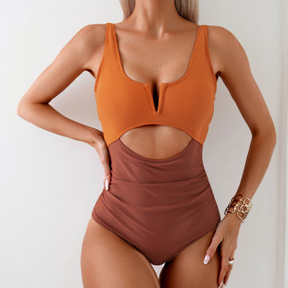 Womens One Piece Swimsuits Tummy Control Bathing Suit for Women Push Up Swimwear V Neck High Cut Monokini - Seldom Seen Styles