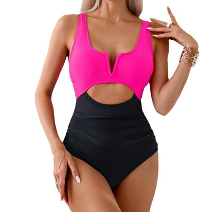Womens One Piece Swimsuits Tummy Control Bathing Suit for Women Push Up Swimwear V Neck High Cut Monokini - Seldom Seen Styles