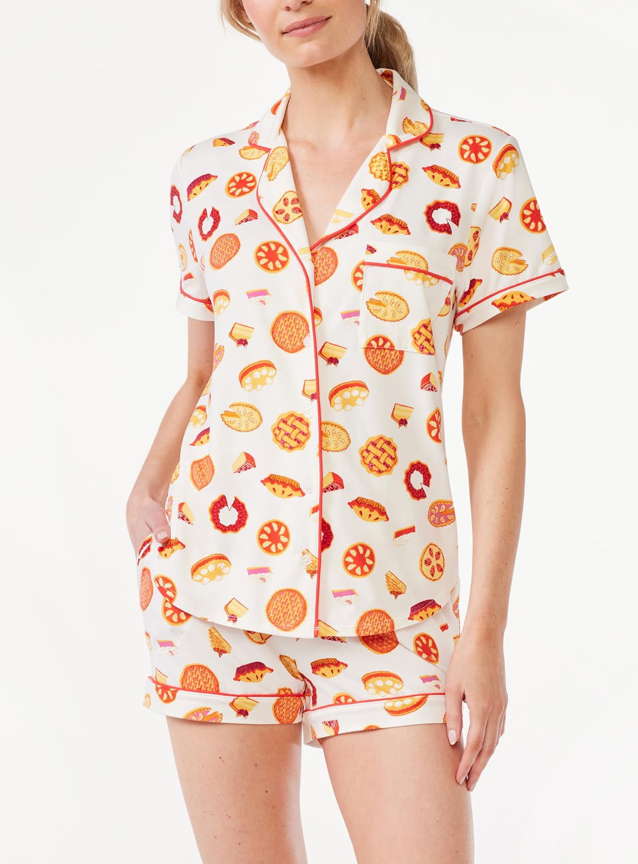 Womens Pajamas Set, 2PCS Button Down Vacation Monkey Beach Shorts Set Y2k Loungewear Pjs for Birthday Valentines Gift - Seldom Seen Styles