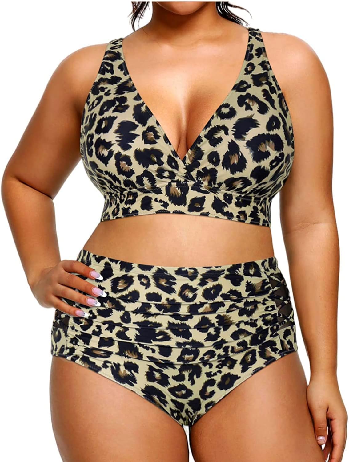 Womens Plus Size Bikini High Waisted Swimsuits Two Piece Bathing Suits Tummy Control Swimwear - Seldom Seen Styles