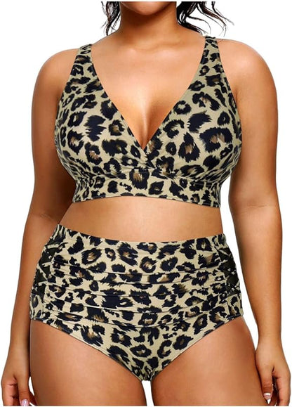 Womens Plus Size Bikini High Waisted Swimsuits Two Piece Bathing Suits Tummy Control Swimwear - Seldom Seen Styles