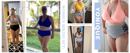 Womens Plus Size Bikini High Waisted Swimsuits Two Piece Bathing Suits Tummy Control Swimwear - Seldom Seen Styles