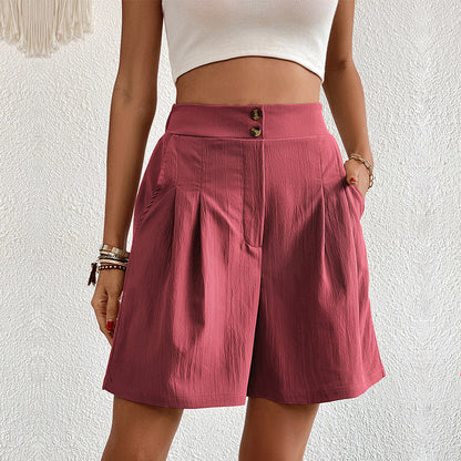 Womens Shorts Dressy Casual 2025 Trendy Summer Elastic High Waisted Pleated Side Slit Business Work Shorts Pockets - Seldom Seen Styles