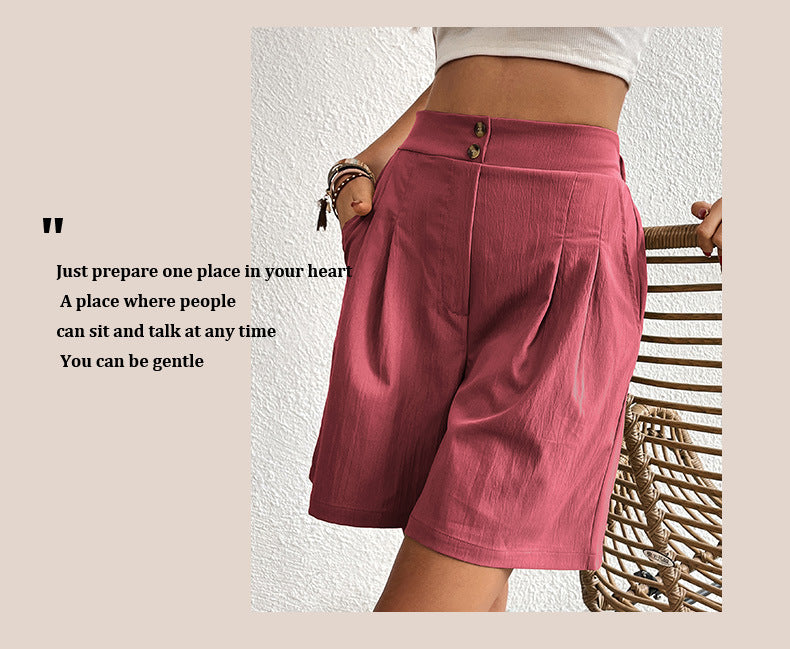 Womens Shorts Dressy Casual 2025 Trendy Summer Elastic High Waisted Pleated Side Slit Business Work Shorts Pockets - Seldom Seen Styles