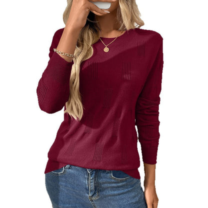 Womens Sweaters Knit Long Sleeve Pullover Tops Trendy Dressy Business Casual Winter Clothes Outfit Fashion 2025 Round Neck Pullover Knitted Base Shirt Scratched Long Sleeve Sweater - Seldom Seen Styles