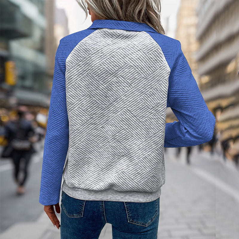 Womens Sweatshirt Casual Textured Long Sleeve Henley Button V Neck Loose Pullover 2025 Trendy Fall Outfits Tops - Seldom Seen Styles